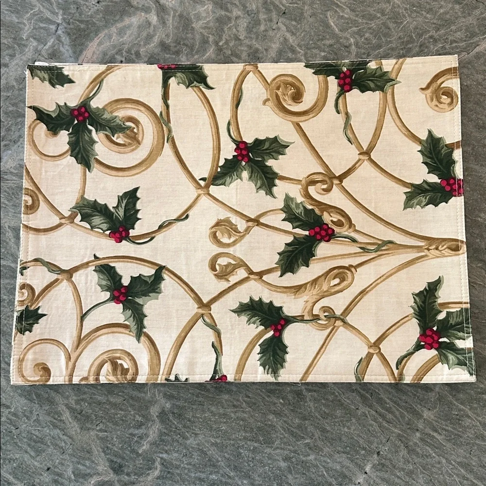 8 Lenox Christmas Reversible Material Placemats Holiday Collection